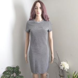 H&M dress short sleeves stripes black white bodycon sheath y2k